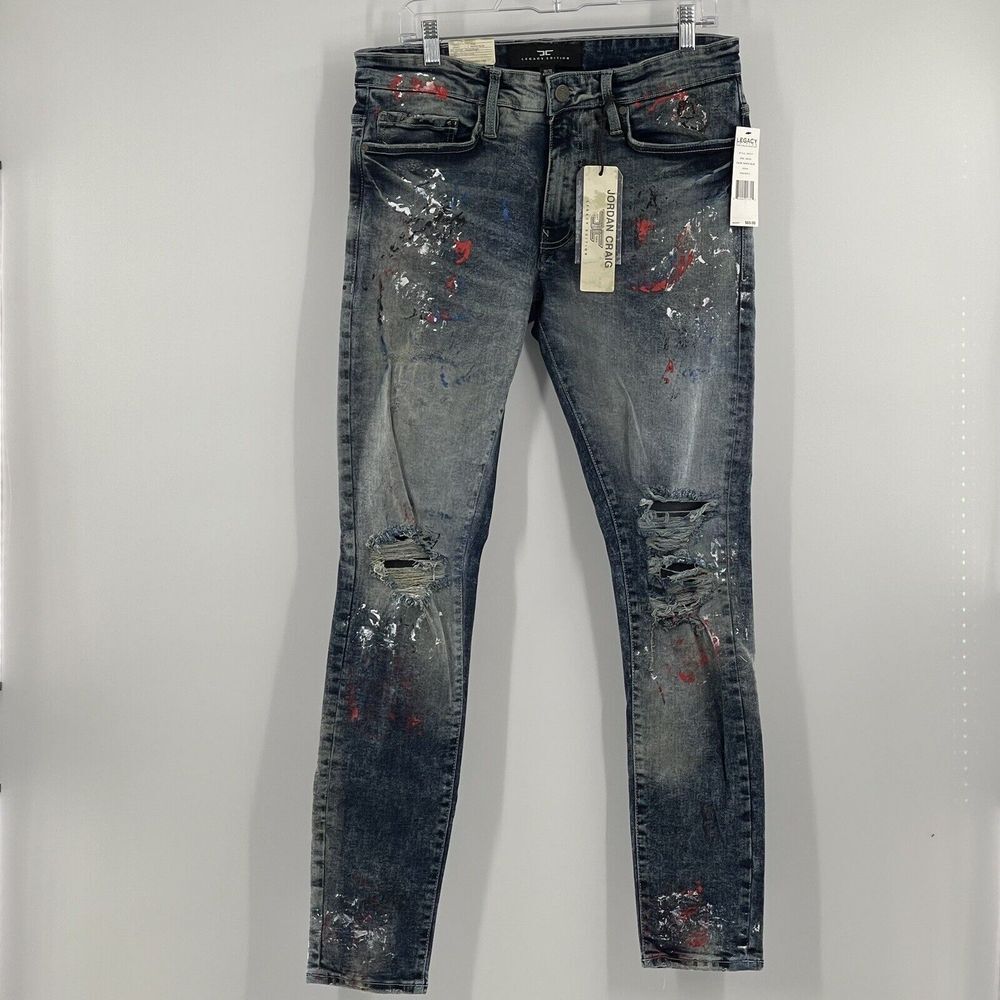 Jordan Craig Men's Legacy Edition Ross Ankle Zip Jeans Pacific Blue‎ Size 28x32
